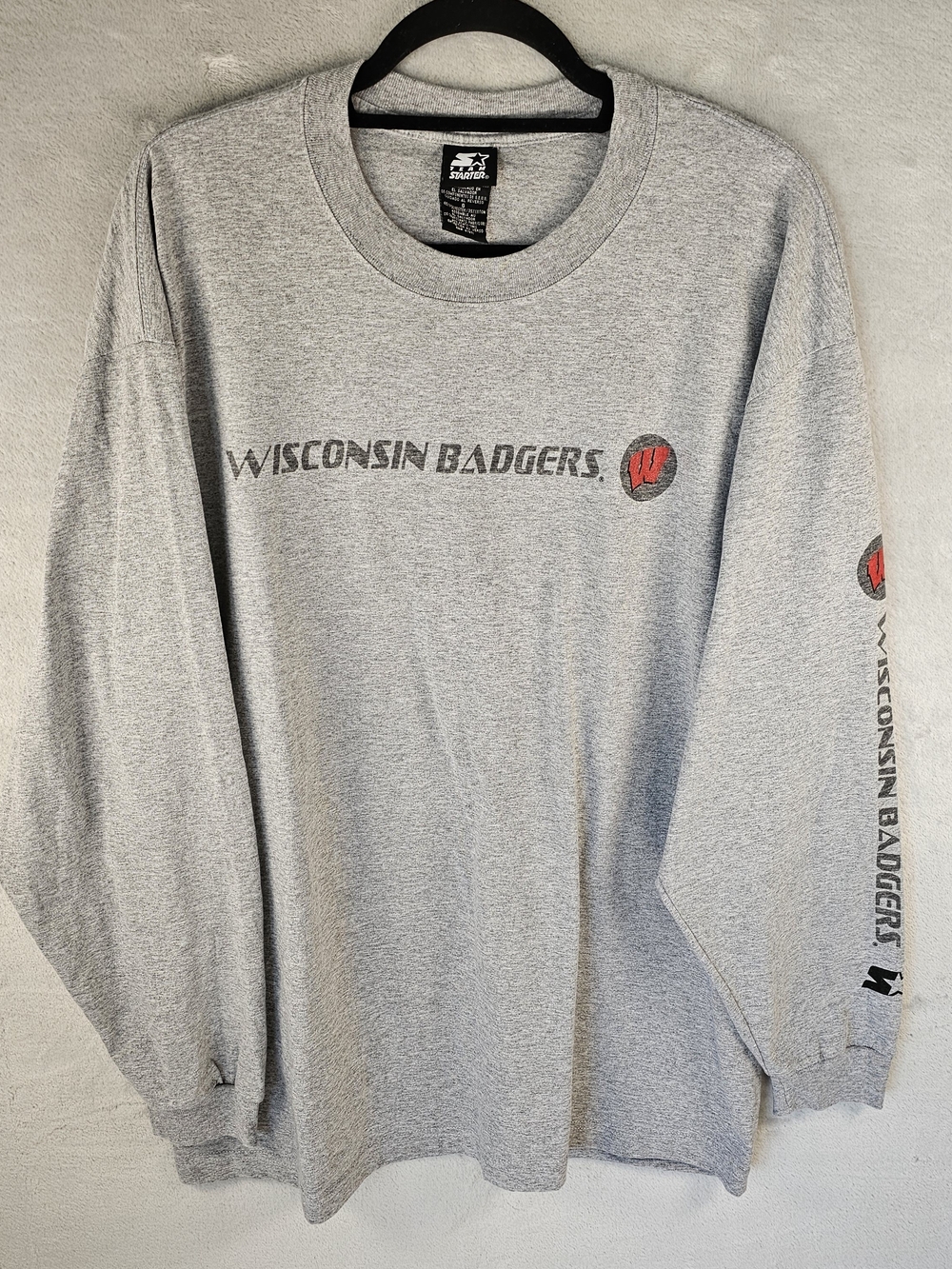 Starter Sz. Large Men's Wisconsin Badgers Graphic Tee Y2K Vintage Graphic NCAA